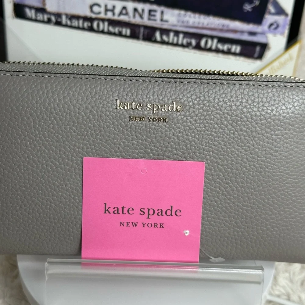 Kate spade New York zip around wallet pebbled leather